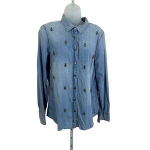 J. Crew Collection Embellished Chambray Button Up Size 12